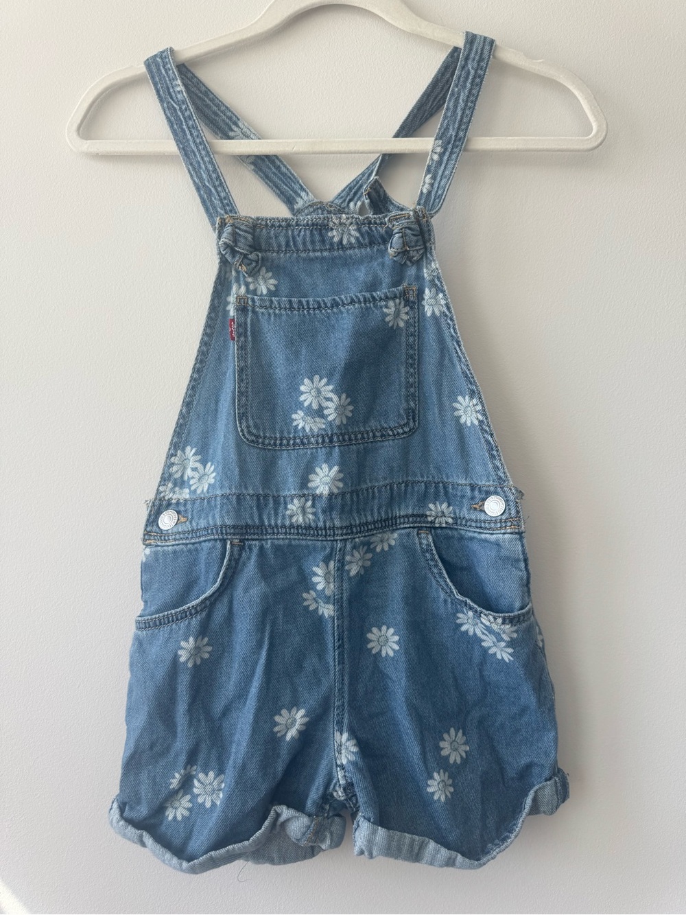 Levi's Blue Flower Daisy Denim Overalls Shortalls Girl Sz 10